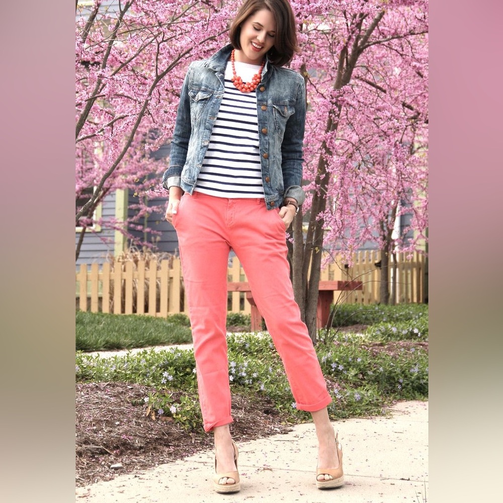 Loft coral pink folded cargo pants